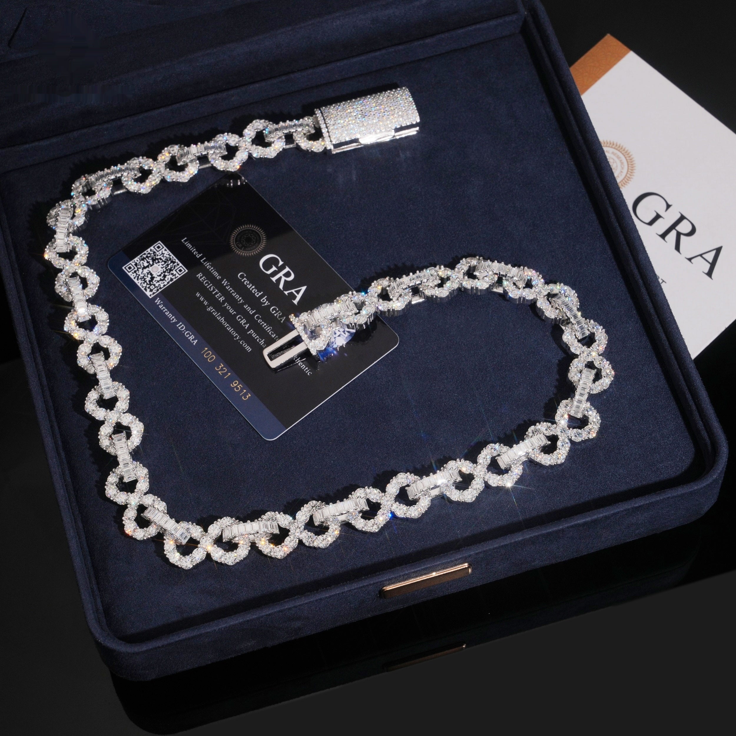 Infinity Link Baguette Chain — Moissanite, 925 Silver