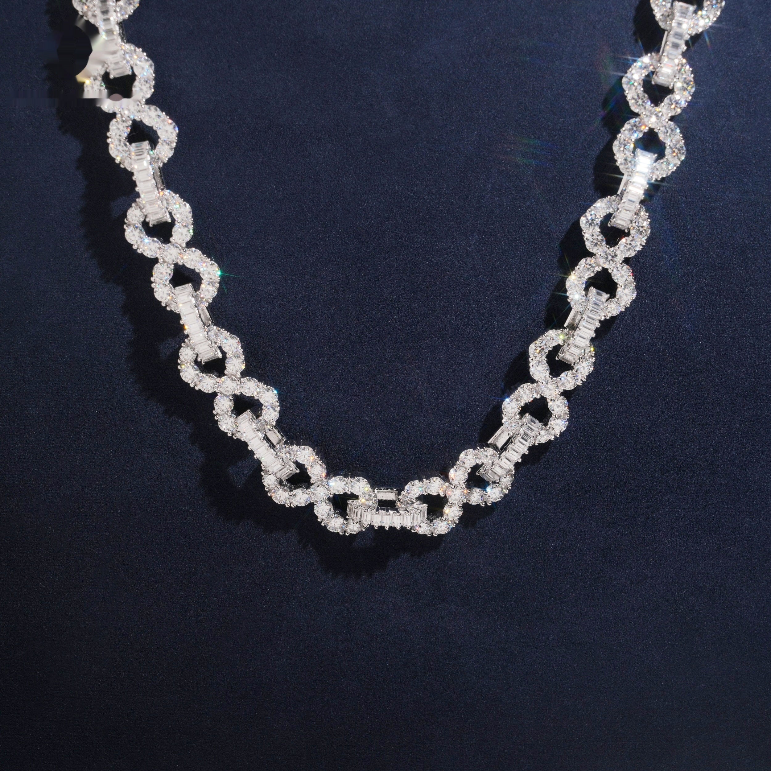 Infinity Link Baguette Chain — Moissanite, 925 Silver