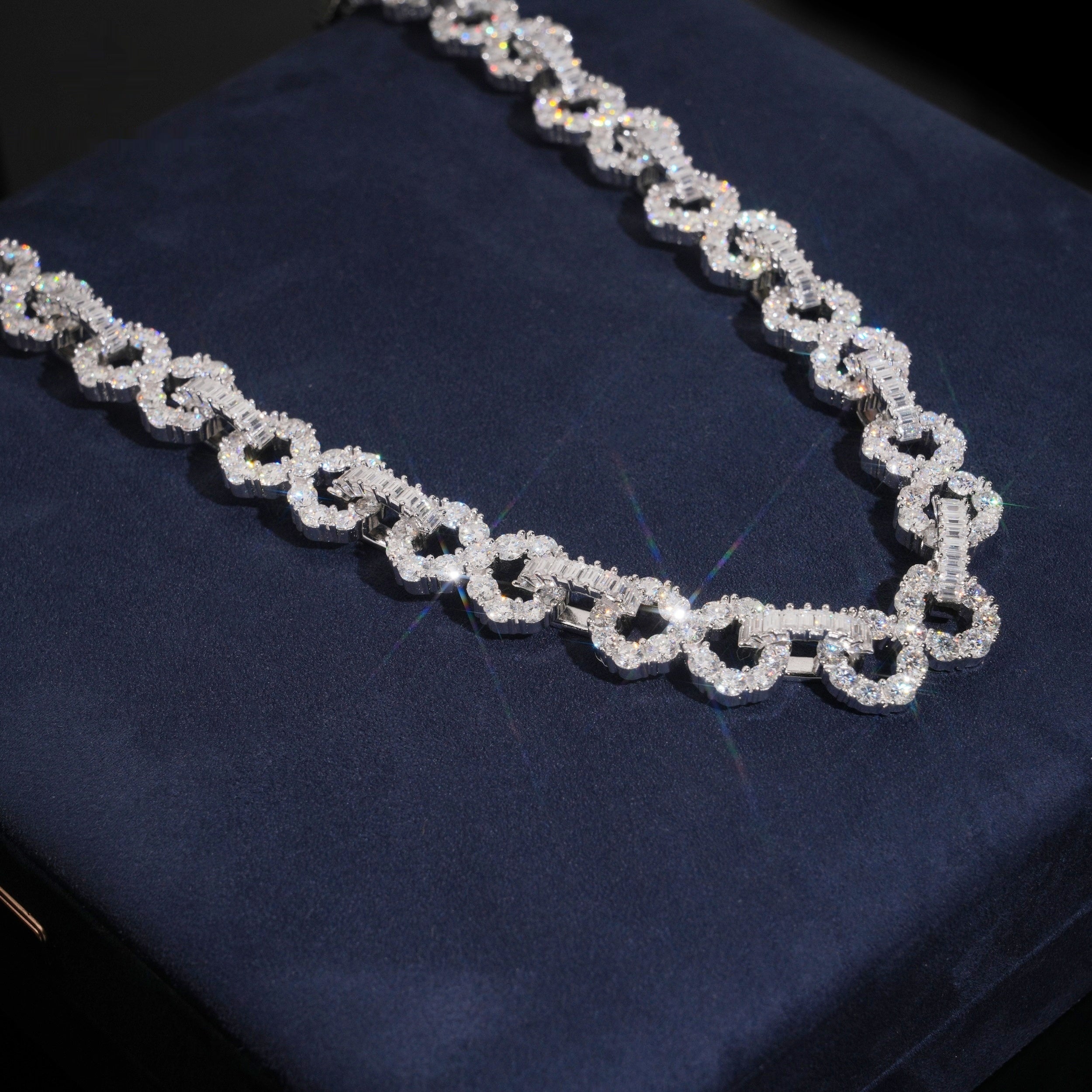 Infinity Link Baguette Chain — Moissanite, 925 Silver