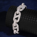 Chunky Mariner Link Bracelet – Moissanite & 925 Silver