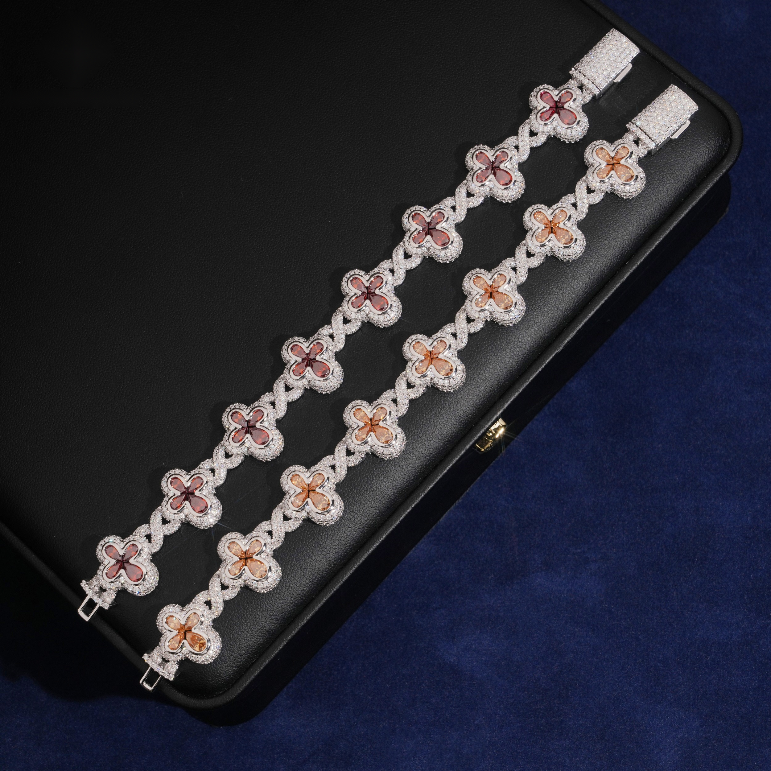Iced-Out Clover Bracelet – Moissanite & 925 Silver
