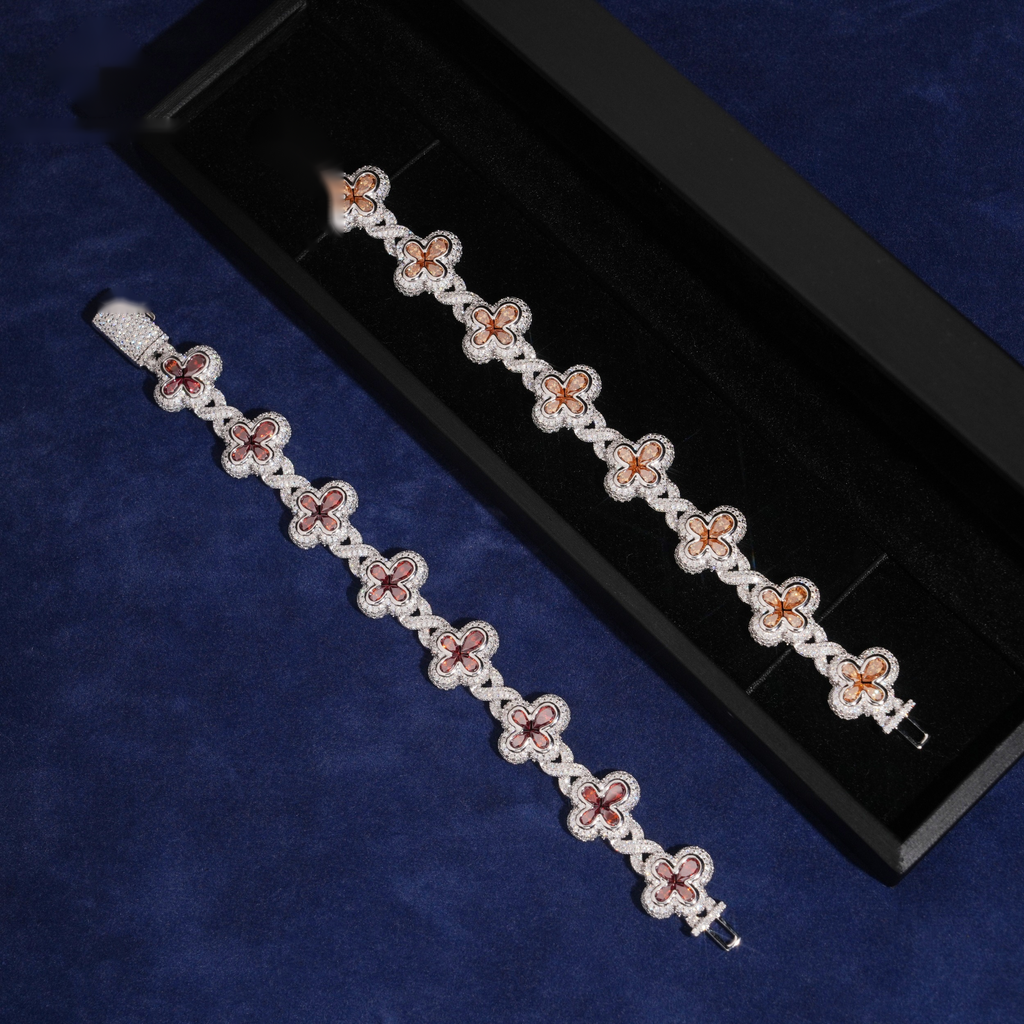 Iced-Out Clover Bracelet – Moissanite & 925 Silver