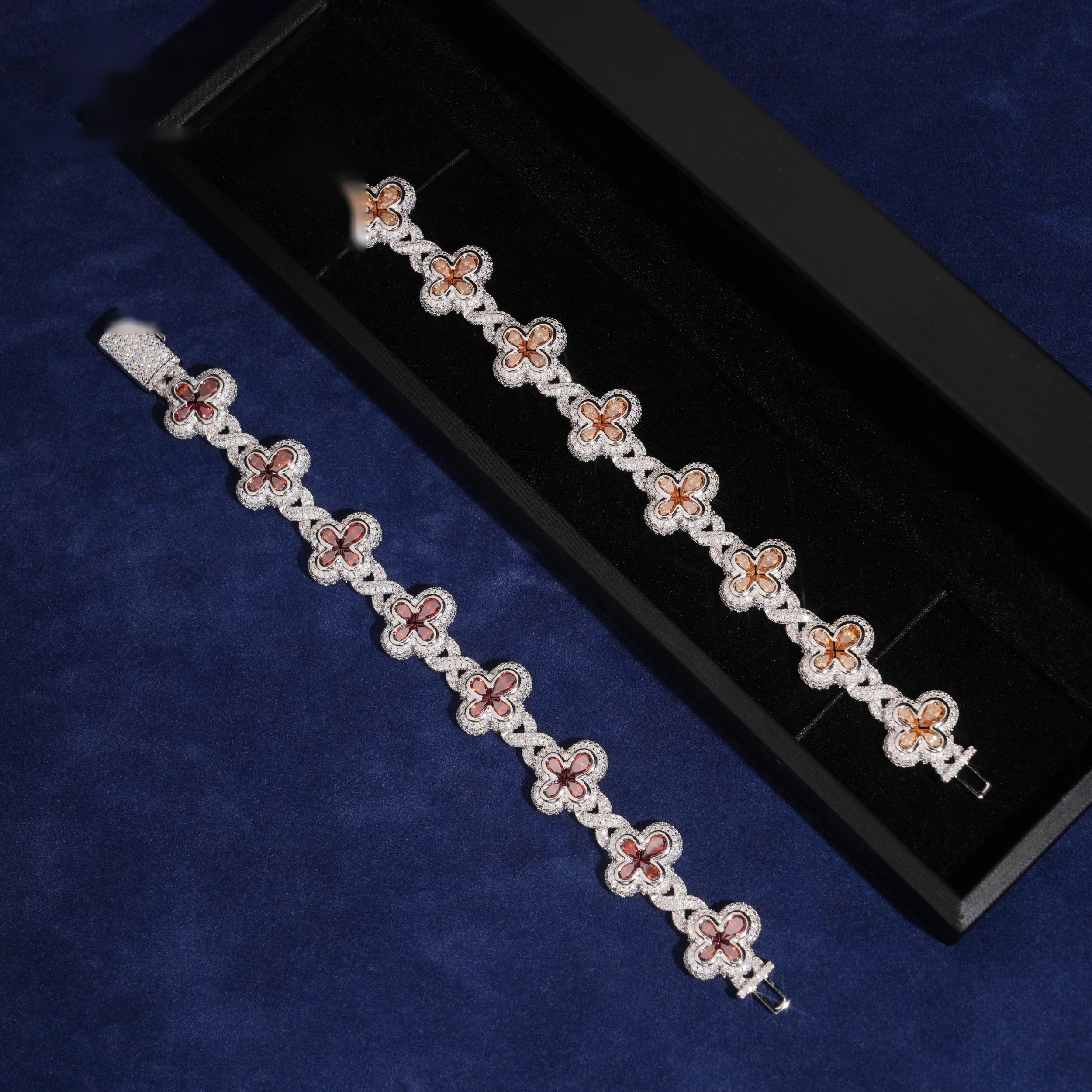 Iced-Out Clover Bracelet – Moissanite & 925 Silver
