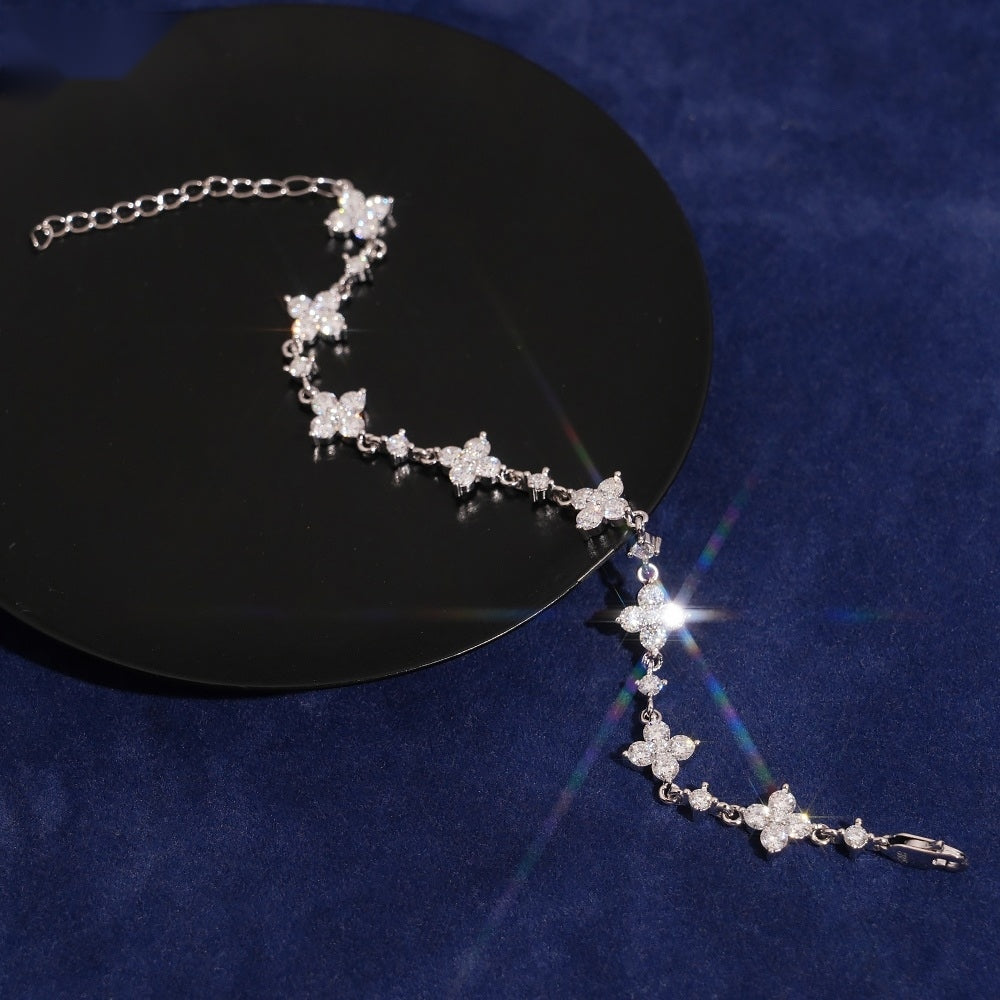 Clover Station Bracelet – Moissanite & 925 Silver
