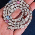 Colored Fancy Shape Tennis Chain — Moissanite, 925 Silver