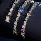 Colored Fancy Shape Tennis Chain — Moissanite, 925 Silver
