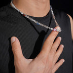 Colored Fancy Shape Tennis Chain — Moissanite, 925 Silver