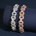 Colored Stone Baguette Link Bracelet — Moissanite, 925 Silver