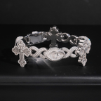 Cross & Evil Eye Bracelet – Moissanite & 925 Silver
