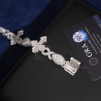 Cross & Evil Eye Bracelet – Moissanite & 925 Silver