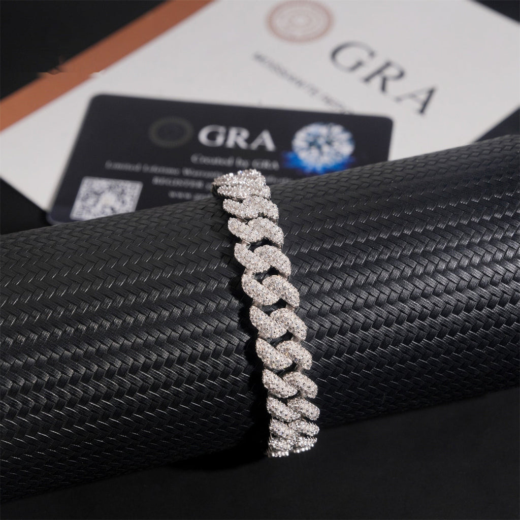 10mm Iced-Out Cuban Link Chain — Moissanite, 925 Silver
