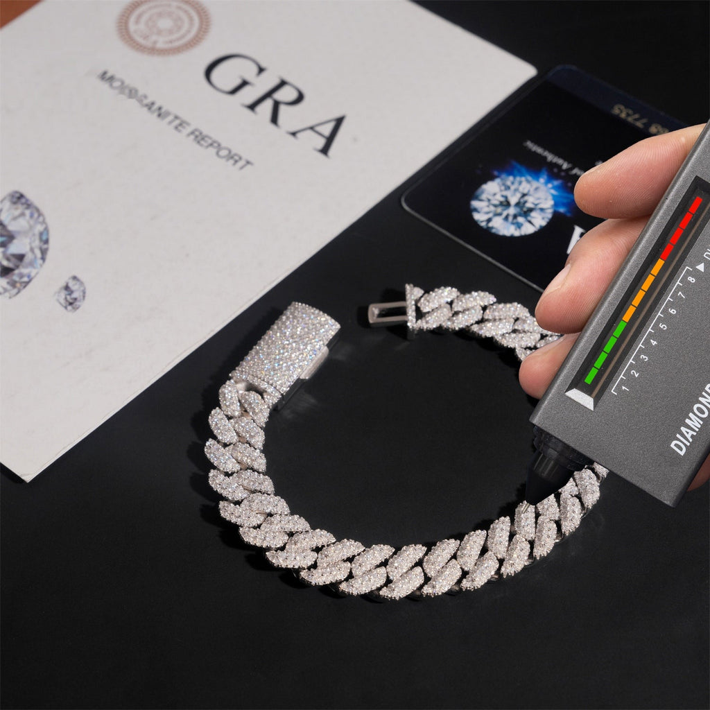 10mm Iced-Out Cuban Link Chain — Moissanite, 925 Silver