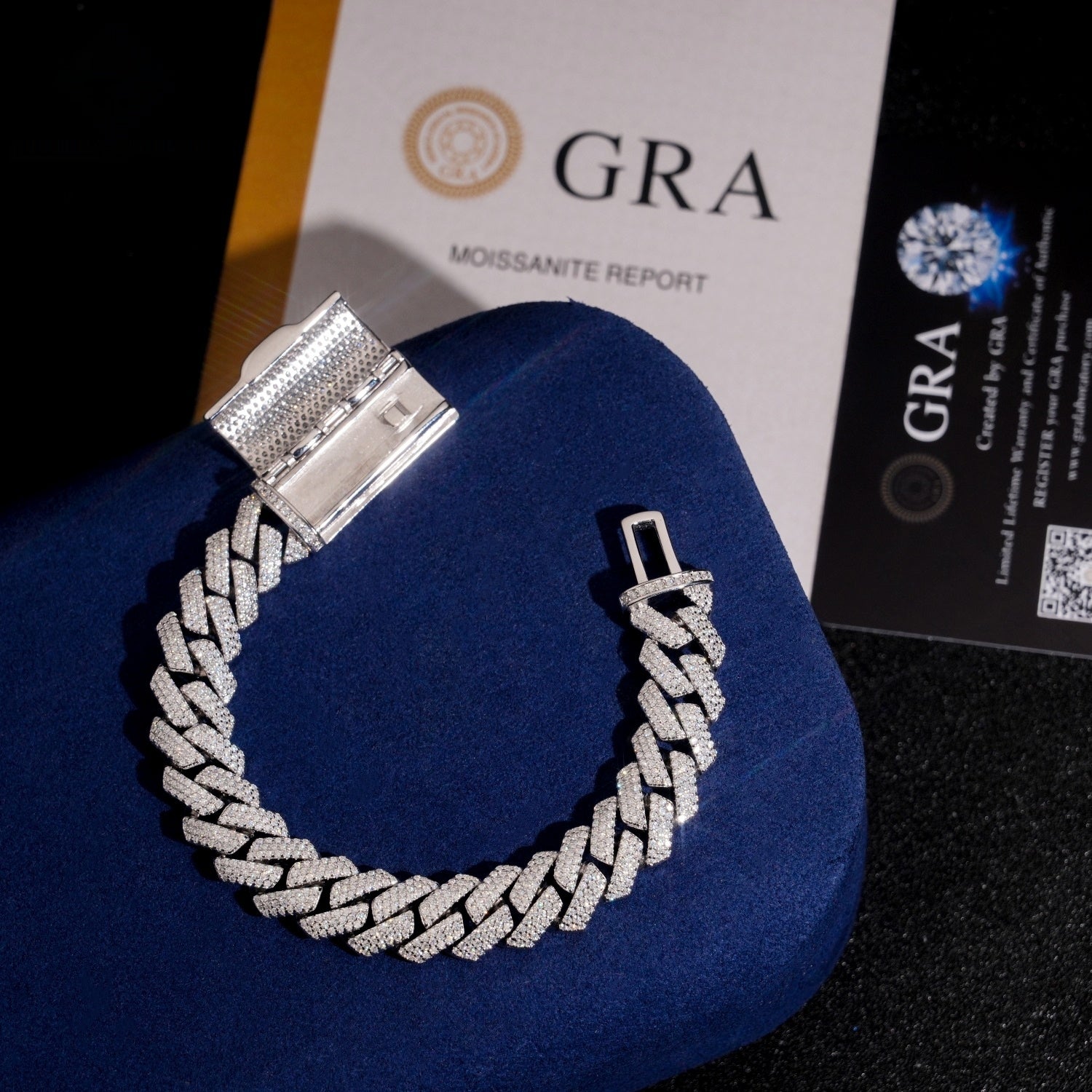 13mm Iced-Out Prong Cuban Link Bracelet – Moissanite & 925 Silver