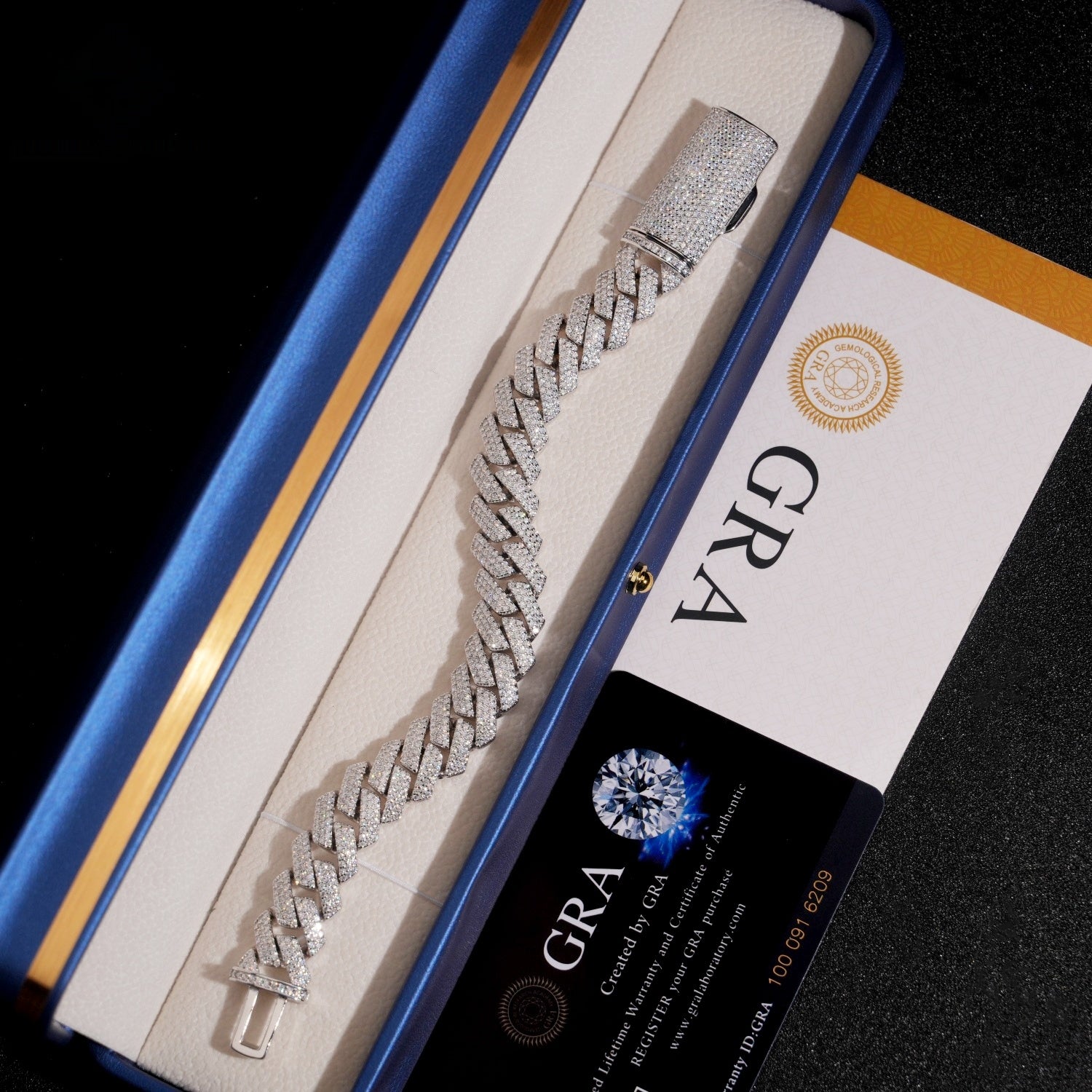 13mm Iced-Out Prong Cuban Link Bracelet – Moissanite & 925 Silver