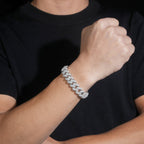 15mm Iced-Out Prong Cuban Link Bracelet – Moissanite & 925 Silver