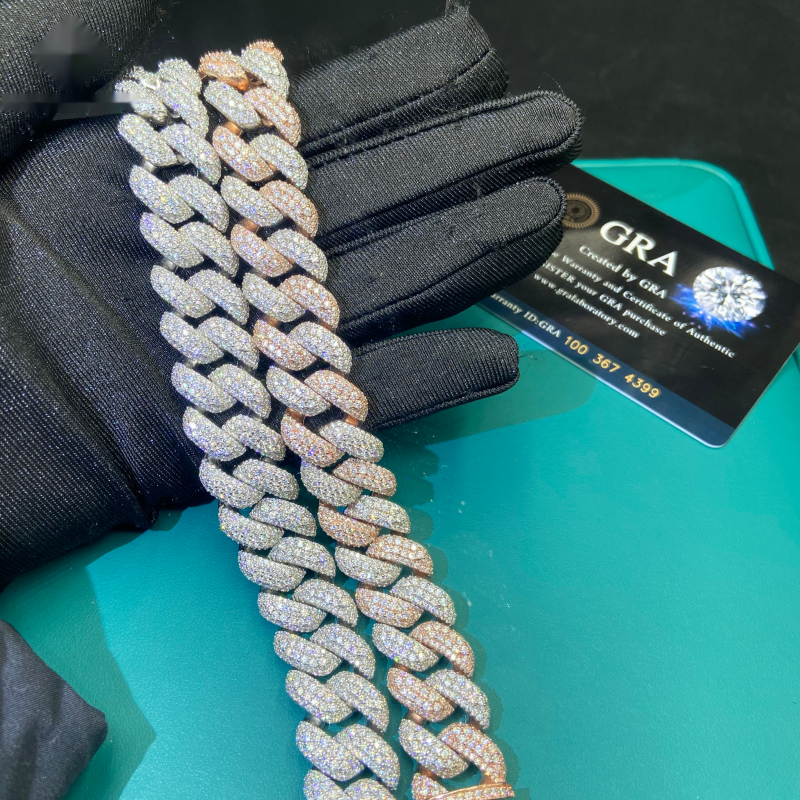 16mm Iced-Out Cuban Link Bracelet – Moissanite & 925 Silver