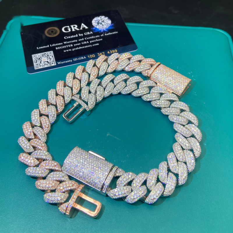16mm Iced-Out Cuban Link Bracelet – Moissanite & 925 Silver