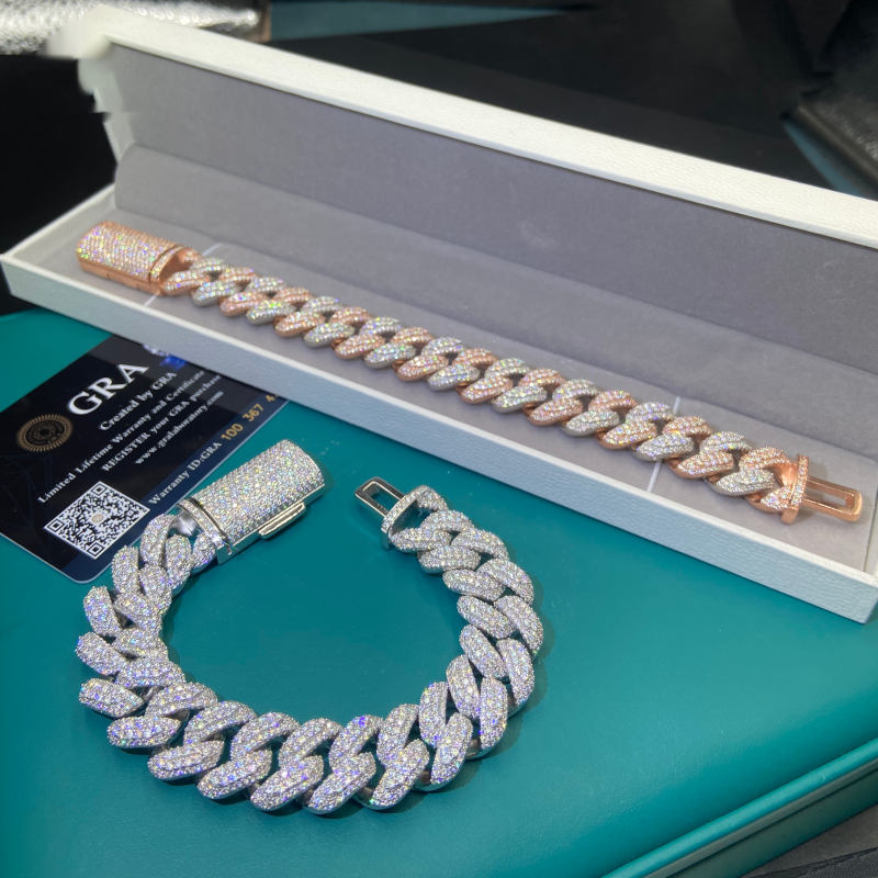 16mm Iced-Out Cuban Link Bracelet – Moissanite & 925 Silver