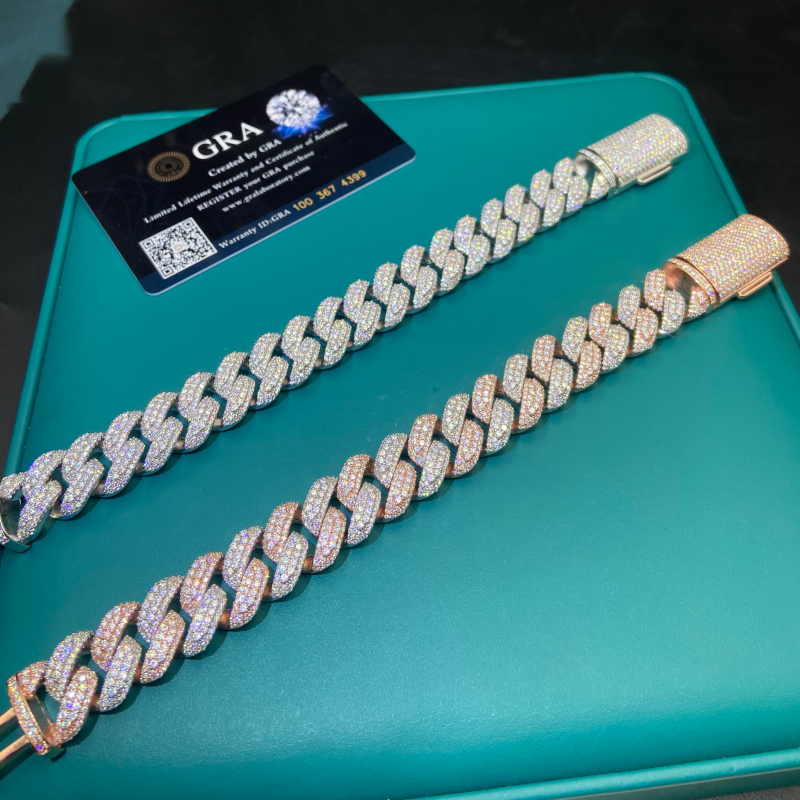 16mm Iced-Out Cuban Link Bracelet – Moissanite & 925 Silver