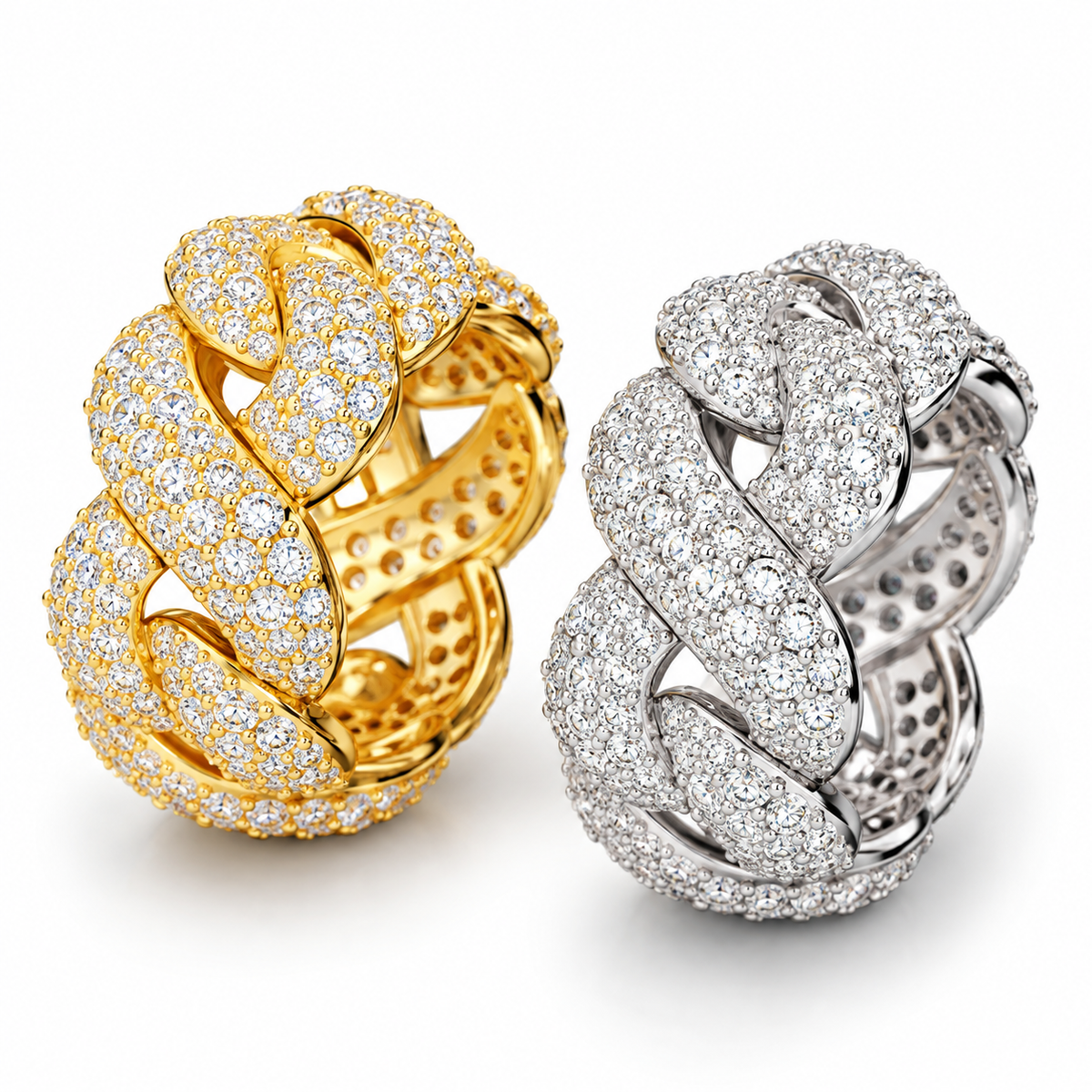 Cuban Link Ring — Moissanite, 925 Silver