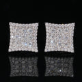 Curved Square Pavé Stud Earrings Screw Back — Moissanite, 925 Silver