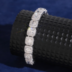 Cushion-Cut Halo Tennis Bracelet – Moissanite & 925 Silver