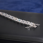 Cushion-Cut Halo Tennis Bracelet – Moissanite & 925 Silver