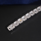 Cushion-Cut Halo Tennis Bracelet – Moissanite & 925 Silver