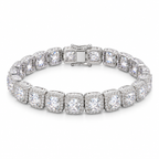 Cushion-Cut Halo Tennis Bracelet – Moissanite & 925 Silver