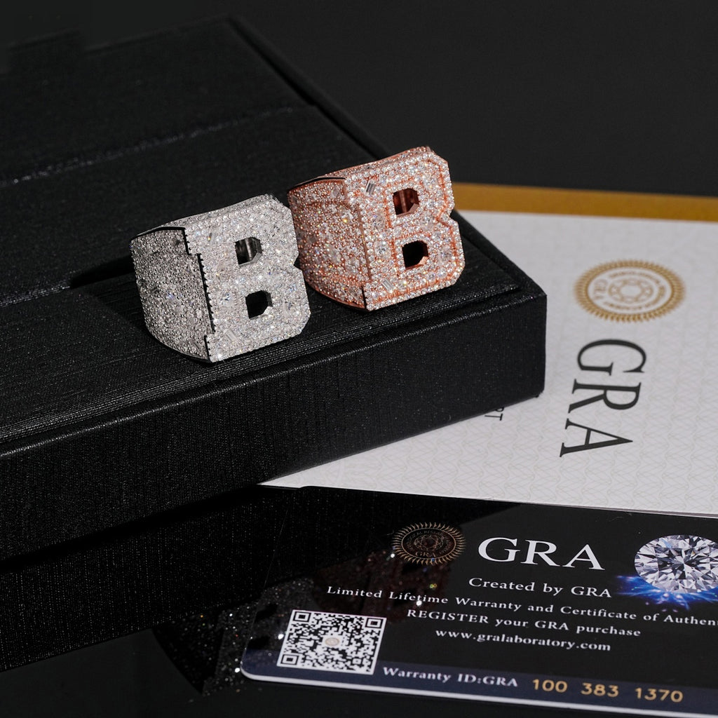 Custom Initial Ring — Moissanite, 925 Silver