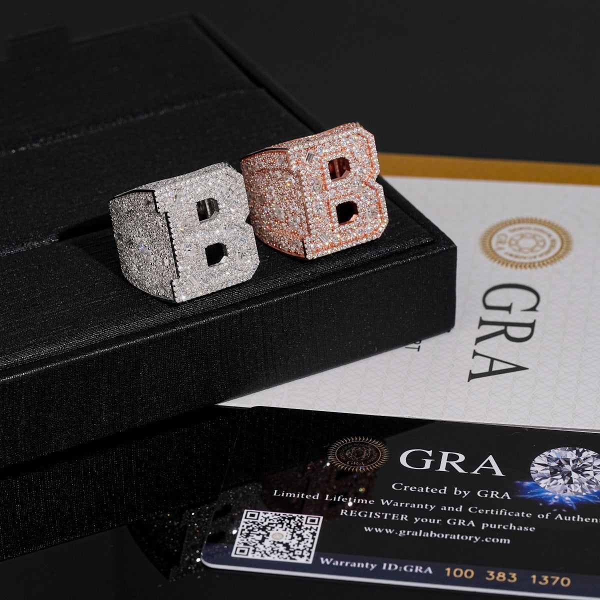 Custom Initial Ring — Moissanite, 925 Silver
