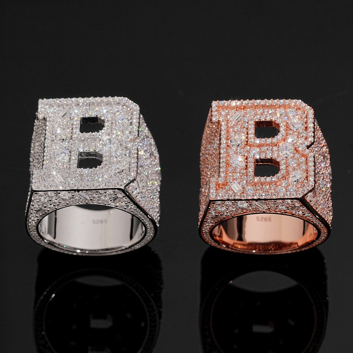 Custom Initial Ring — Moissanite, 925 Silver