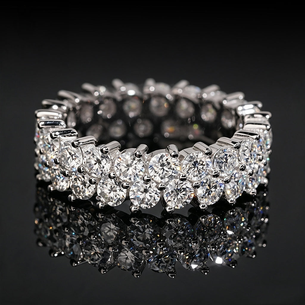 Double Row Eternity Ring — Moissanite, 925 Silver