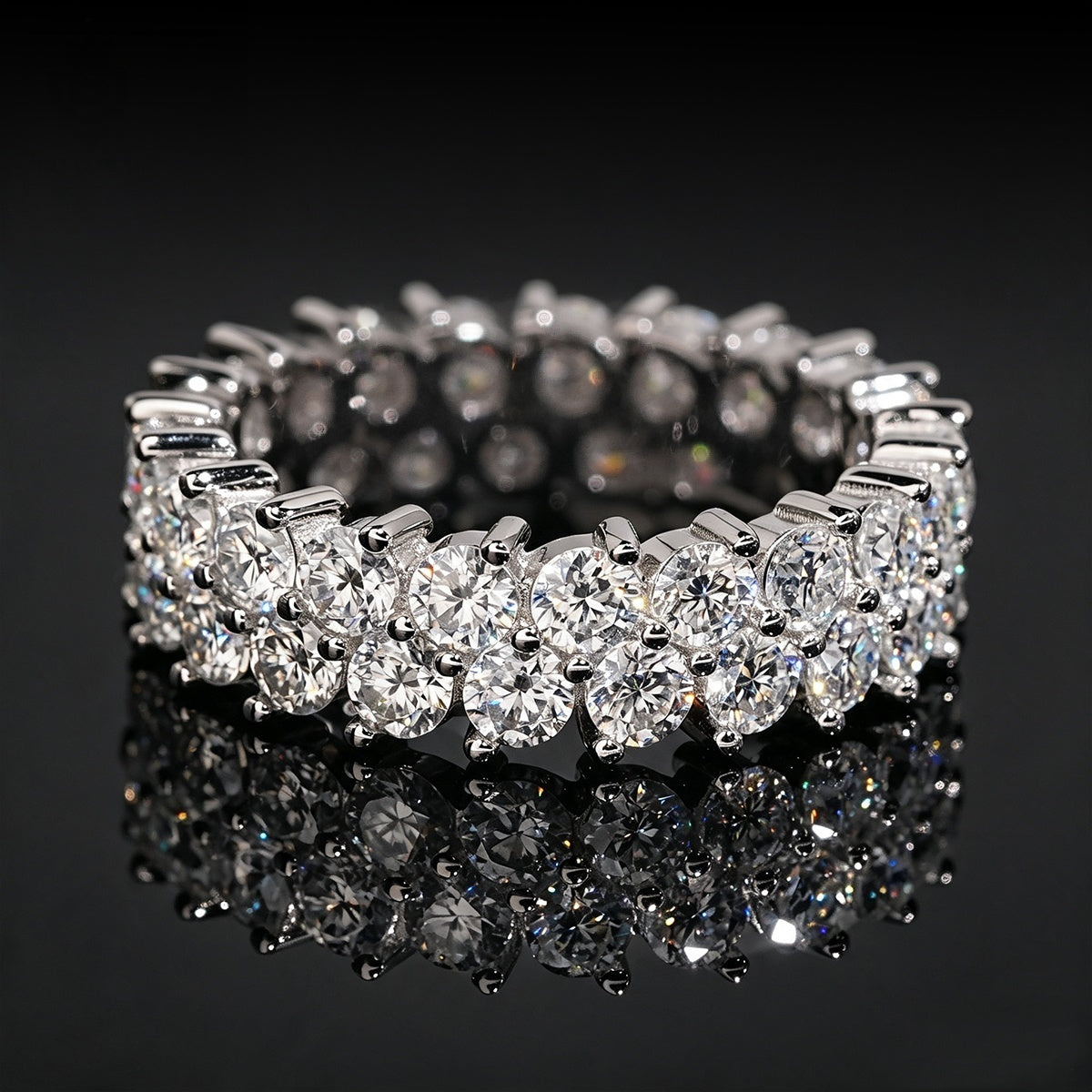 Double Row Eternity Ring — Moissanite, 925 Silver
