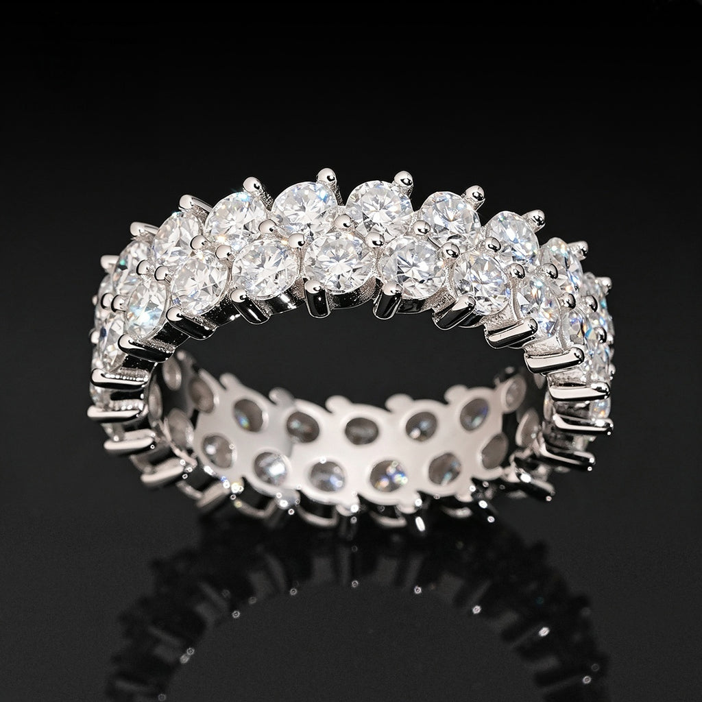 Double Row Eternity Ring — Moissanite, 925 Silver