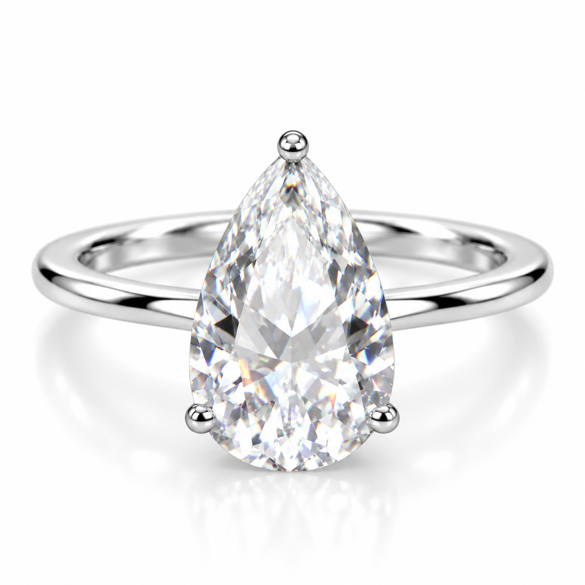 Pear Cut 8×12mm Engagement Ring — Moissanite, 925 Silver