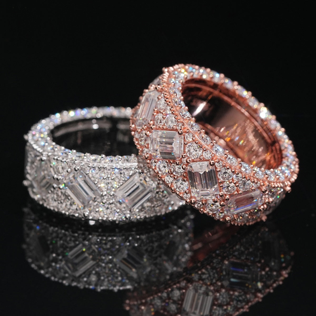 Emerald Cut Band Ring — Moissanite, 925 Silver