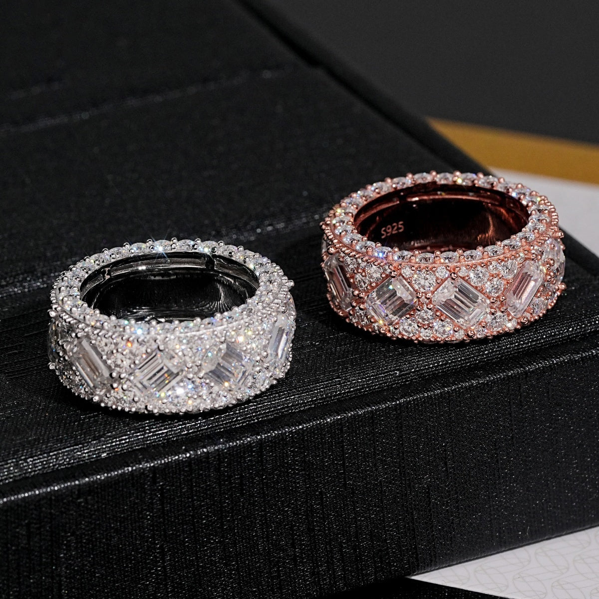 Emerald Cut Band Ring — Moissanite, 925 Silver