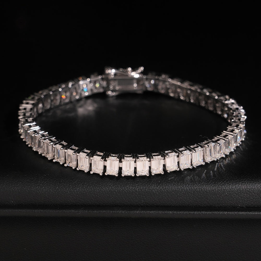 Emerald Cut Tennis Bracelet — Moissanite, 925 Silver