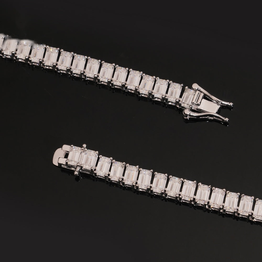 Emerald Cut Tennis Bracelet — Moissanite, 925 Silver