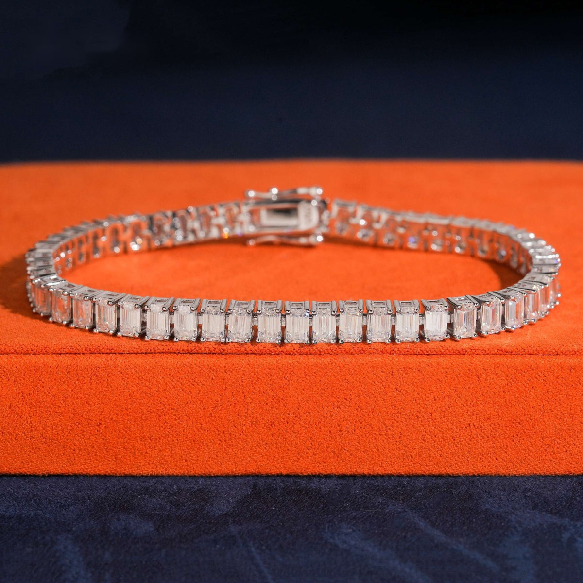 Emerald Cut Tennis Bracelet — Moissanite, 925 Silver