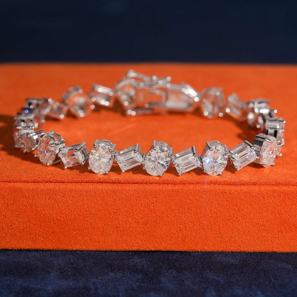 Fancy Cut Tennis Bracelet — Moissanite, 925 Silver
