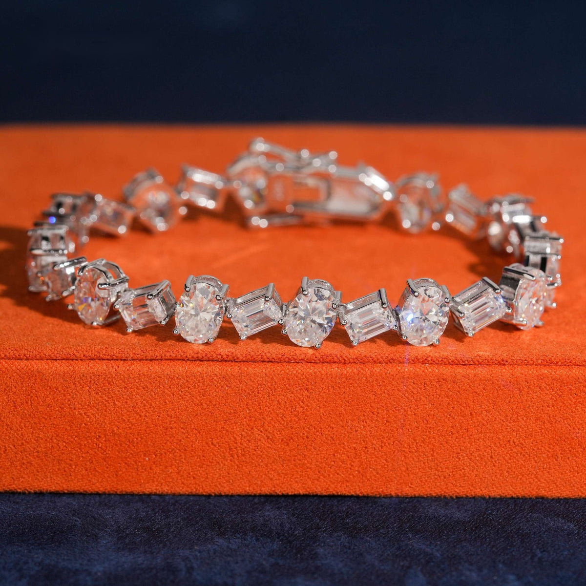 Fancy Cut Tennis Bracelet — Moissanite, 925 Silver
