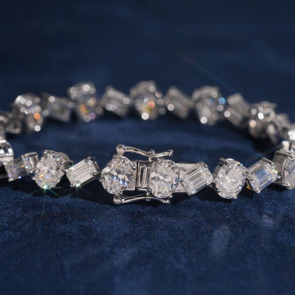 Fancy Cut Tennis Bracelet — Moissanite, 925 Silver