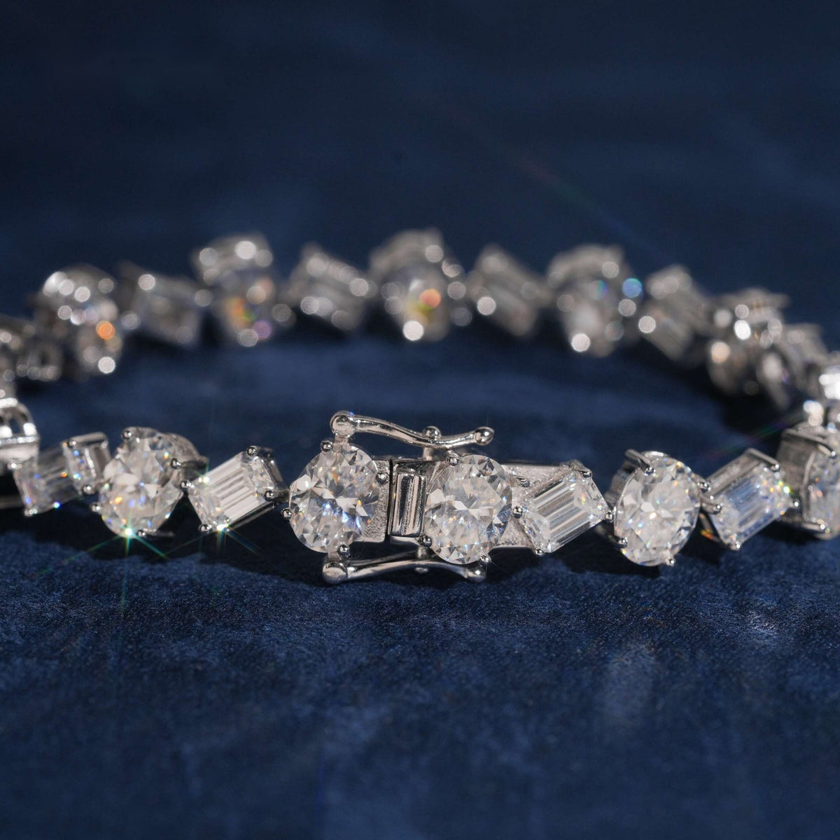 Fancy Cut Tennis Bracelet — Moissanite, 925 Silver
