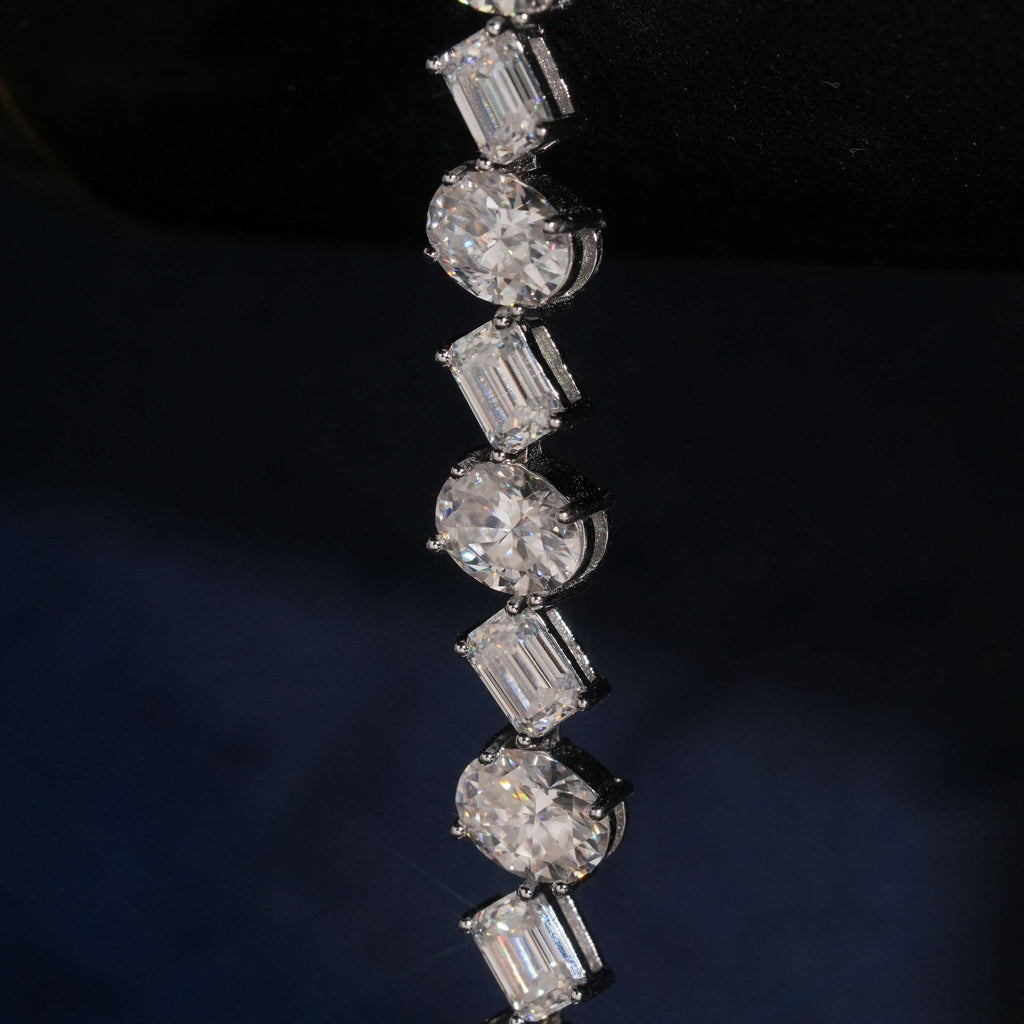 Fancy Cut Tennis Bracelet — Moissanite, 925 Silver