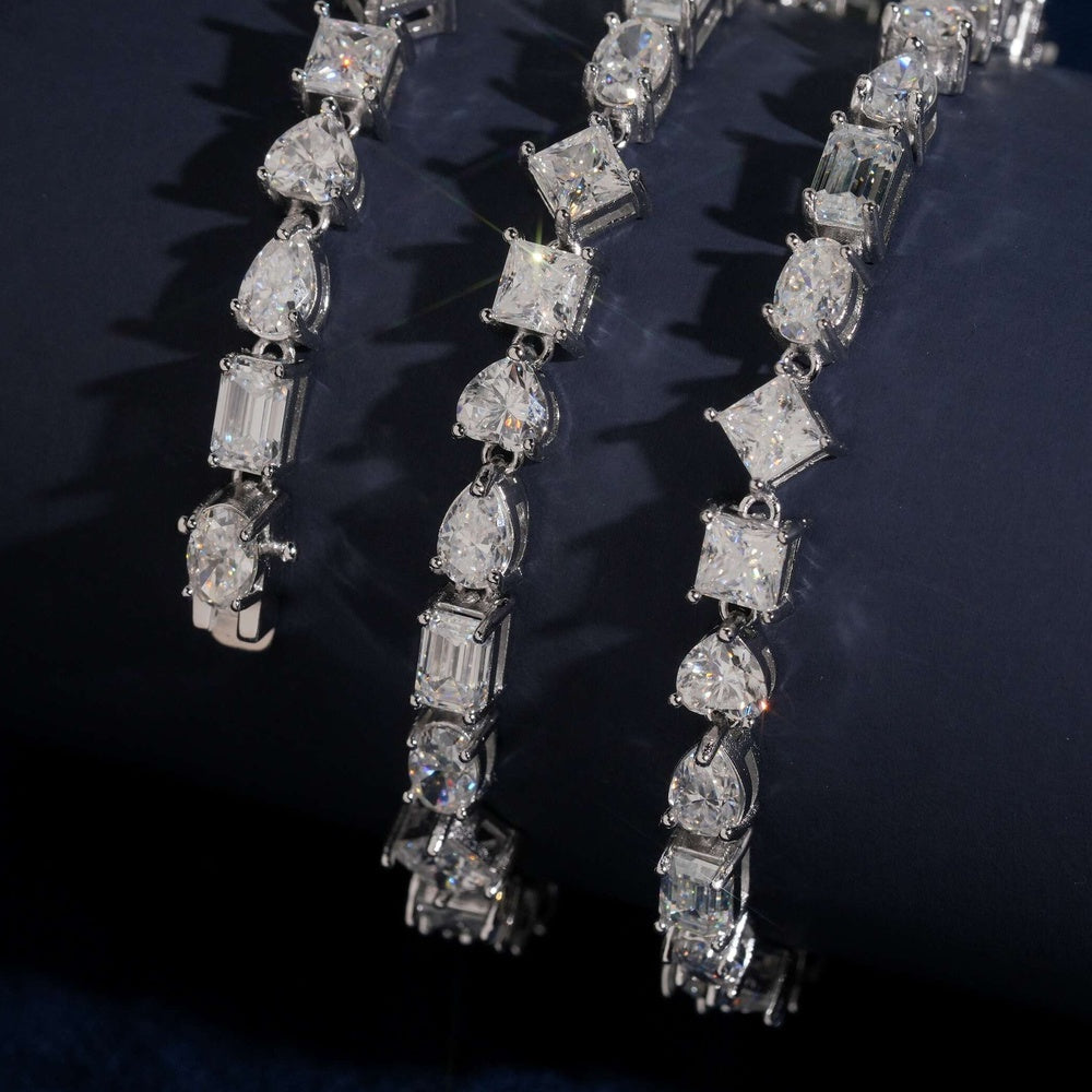 Fancy Shape Tennis Chain — Moissanite, 925 Silver