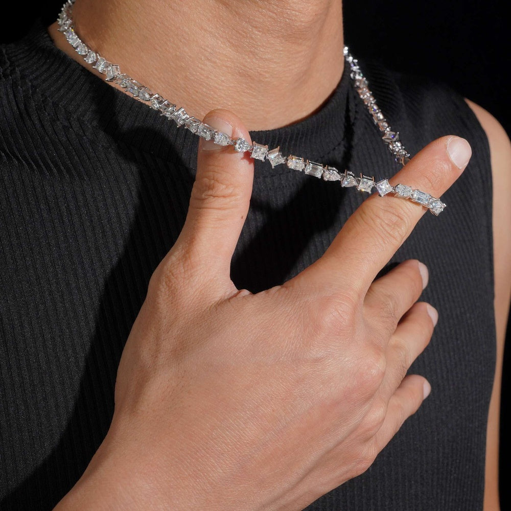 Fancy Shape Tennis Chain — Moissanite, 925 Silver