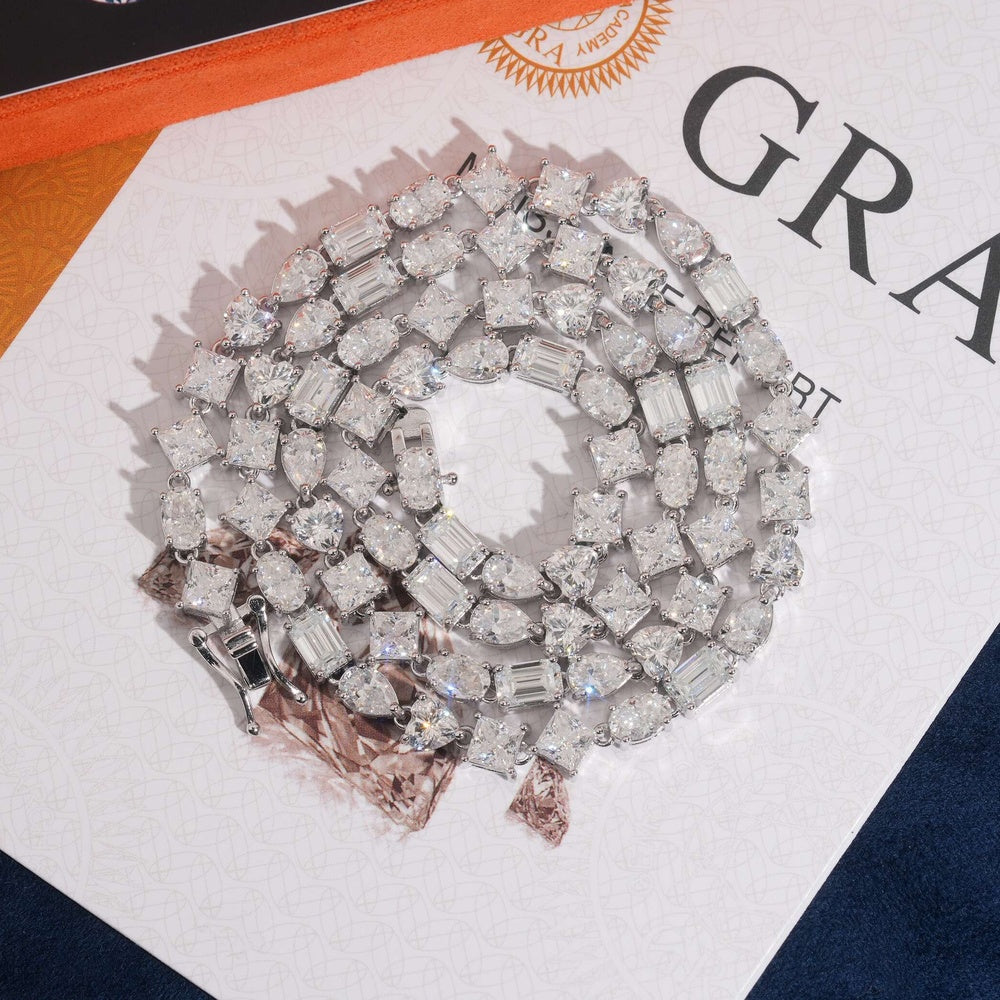 Fancy Shape Tennis Chain — Moissanite, 925 Silver