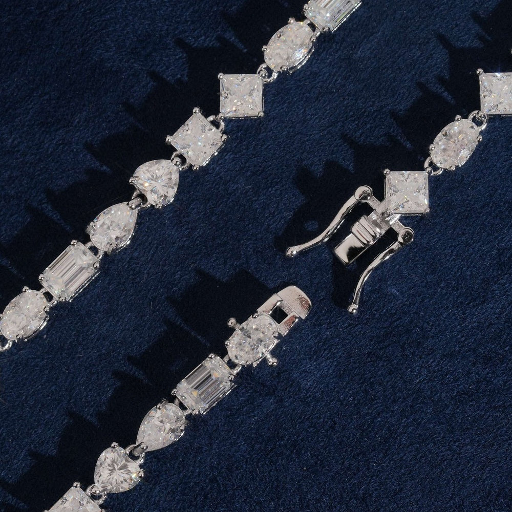 Fancy Shape Tennis Chain — Moissanite, 925 Silver